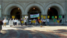 Protesting opening of Donald Trump's hotel in DC