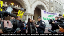 Protesters instead of Trump's ribbon cutting on Penn Ave Plaza